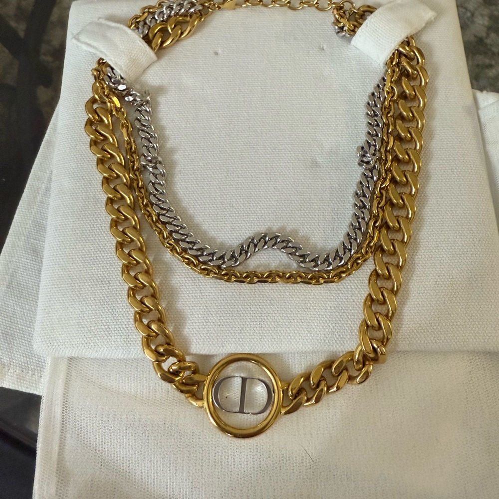 Dior Gold and Silver Chunky Chain Necklaces - Picture 3 of 4
